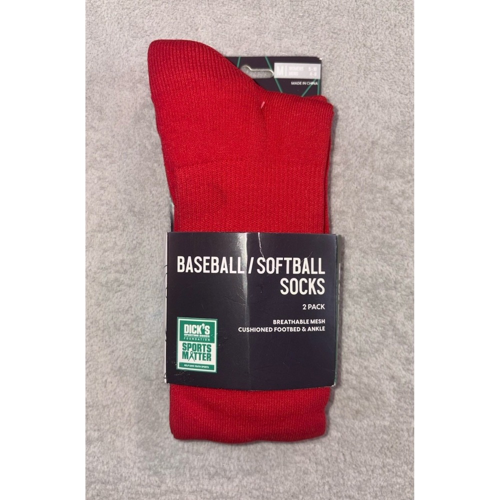 Baseball/Softball Socks Medium Men's 4-8‎ Women's 5-10 (Red) Fast Shipping! MED